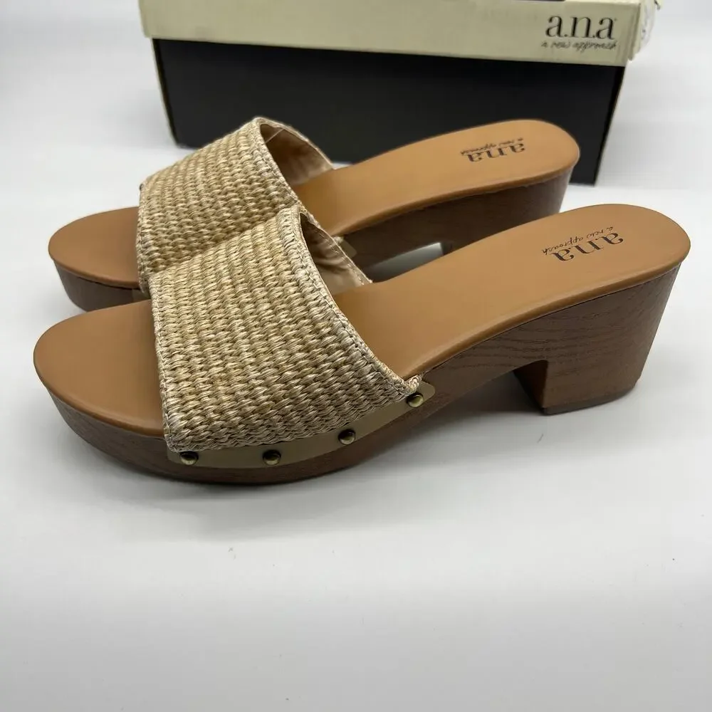 a.n.a. Women Shoes Robinson Casual Heel Natural Color Size 9M